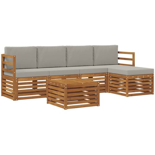  Set vanjskih sofa 6 kom. Prirodna i svjetlosiva Bijela 59 x 59 x 37 cm Slike