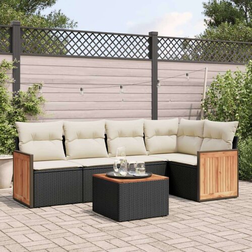  6-dijelni set vrtnih sofa s jastucima crni od poliratana Cene