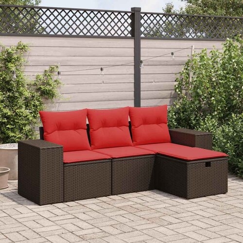 vidaXL 4-dijelni set vrtnih sofa od poliratana s jastucima smeđi Cijene