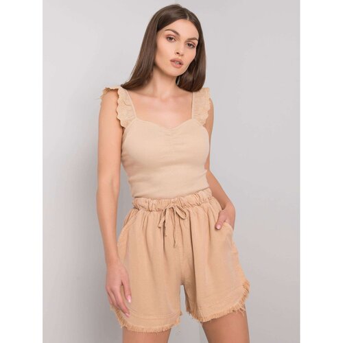 Fashion Hunters Women's camel shorts with drawstrings Slike