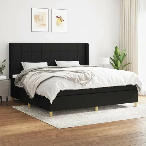  Box spring postelja z vzmetnico črn 200x200 cm blago, (20761214)