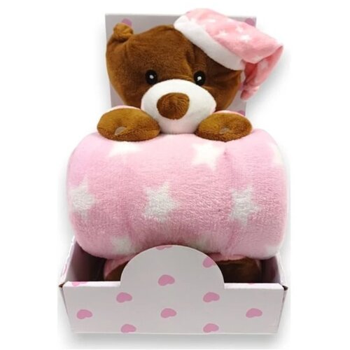 Bbo set pli&amp;scaron;ana igračka + ćebence Bear Pink Slike