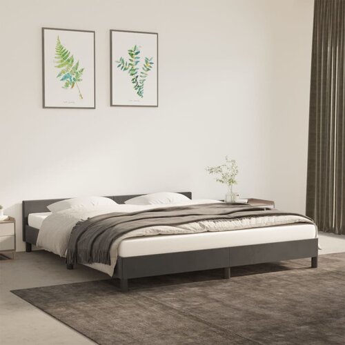 VidaXL Posteljni okvir z vzglavjem temno siv 160x200 cm žamet Slike