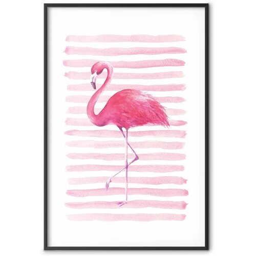  Plakat - Flamingo and Stripes 29.7x42 Crni okvir s margom Slike