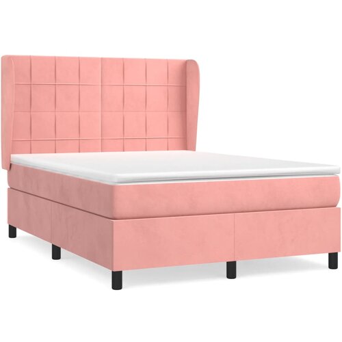 VidaXL Box spring postelja z vzmetnico roza 140x200 cm žamet, (20894460) Slike