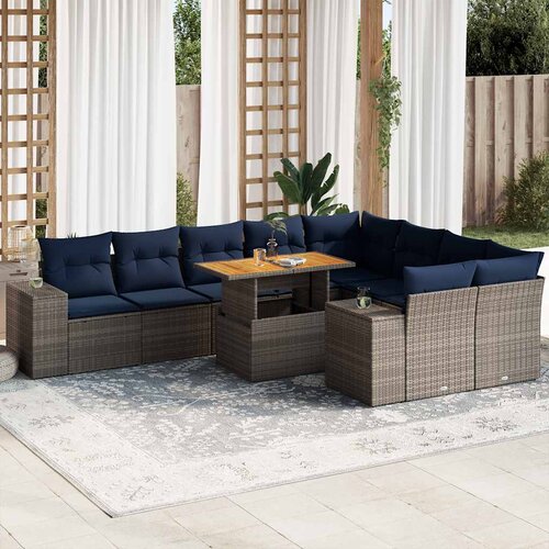 vidaXL 10-dijelni set vrtnih sofa od poliratana s jastucima sivi Cijene
