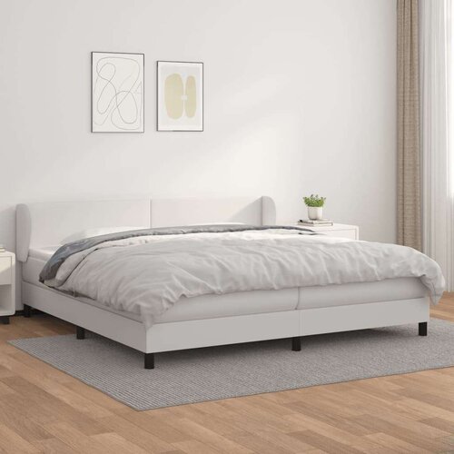  Box spring postelja z vzmetnico bela 200x200 cm umetno usnje, (20788804) Slike