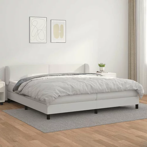  Box spring postelja z vzmetnico bela 200x200 cm umetno usnje, (20788804)