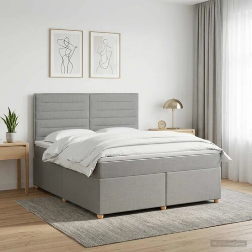  Boxspring krevet s madracem Svjetlosiva 160 x 200 cm Tkanina - Svjetlosiva 160 x 200 cm Dizajn linija Slike