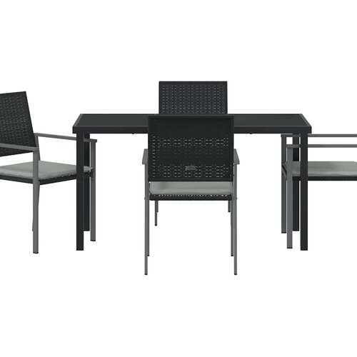  Vrtni set za objed 5 pcs Crna i svijetlo siva PE ratan Slike