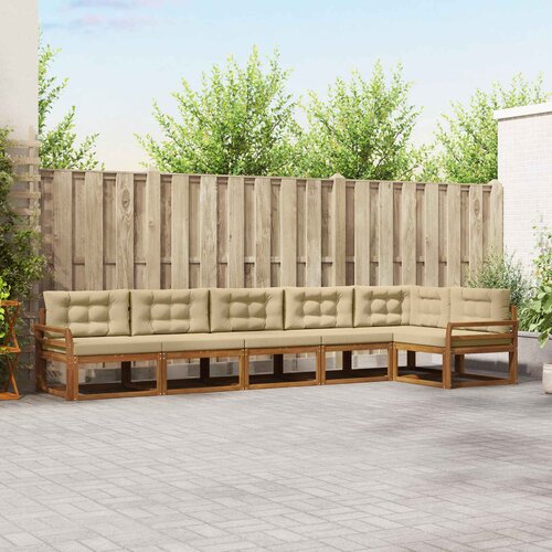  Set vanjskih sofa 6 kom. Prirodna i bež Smeđa 408 x 170,5 x 73 cm Slike