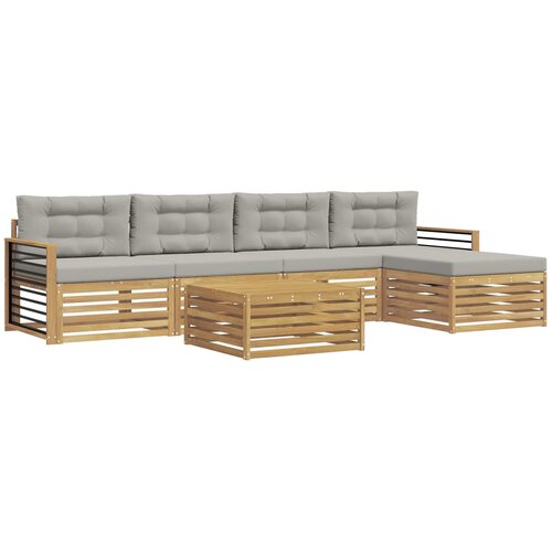 vidaXL Zunanja garnitura za sedenje 7 pcs Bela in svetlo siva, (5000281114) Cene