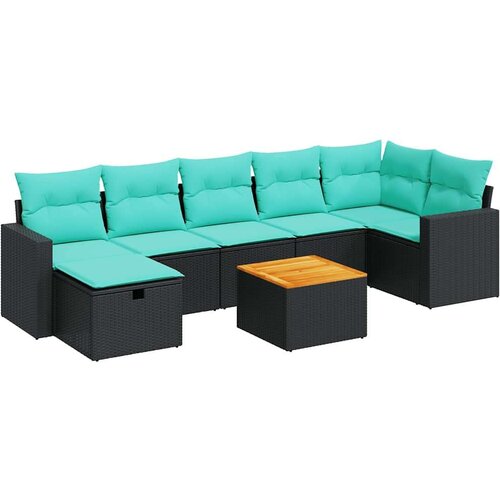  Vrtna garnitura - 8-dijelni set vrtnih sofa od poliratana s jastucima crni - Crna 1 Slike