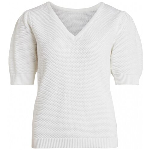 Vila Puloverji Knit Chassa Puff - Pristine Bela Slike