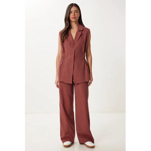  Ženski komplet pantalona i prsluka No00025, Bordo Slike