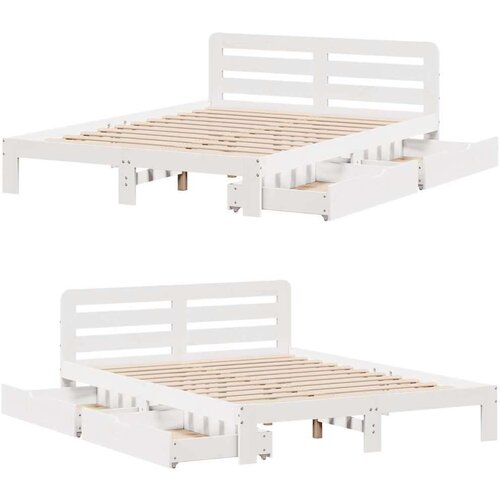 VidaXL Okvir kreveta bez madraca bijeli 150x200 cm od masivne borovine Slike