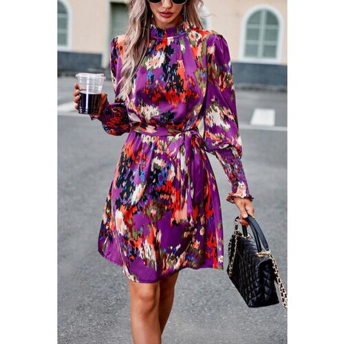 Fenzy Elegantna Mini Haljina S Printom, Lila Slike