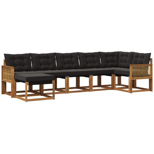 vidaXL Zunanja garnitura za sedenje z blazino 7 pcs Naravna in črna, (5000282595) Cene