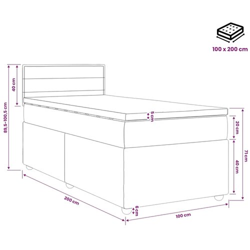  Boxspring krevet s madracem Tamno smeđa 100 x 200 cm Tkanina - Tamno smeđa 100 x 200 cm Dizajn linija Slike