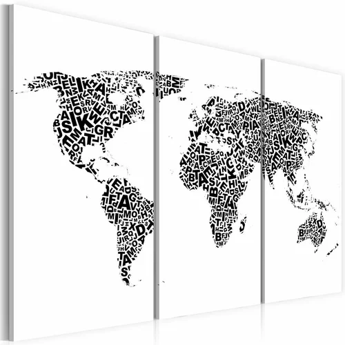  Slika - The World map - alphabet - triptych 90x60
