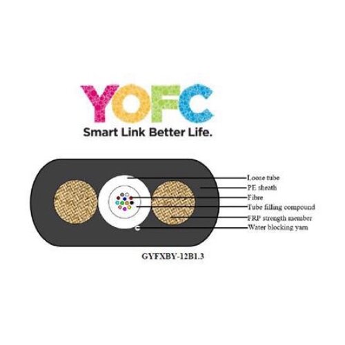 Lanplus YOFC Optički kabl 12FO 2km outdoor FTTx, Flat Drop, G652D, FRP, HDPE, uni loose tube ( 5909 ) Slike