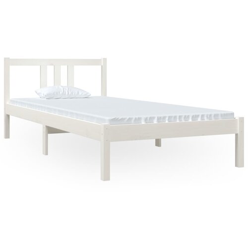 Maison Chic Posteljni okvir - Enojna postelja - Postelja za odrasle bel iz trdnega lesa 90x200 cm-J6367, (21769881) Cene