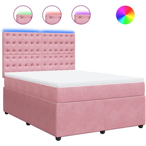vidaXL Box spring postelja z vzmetnico roza 160x200 cm žamet, (21305234) Cene