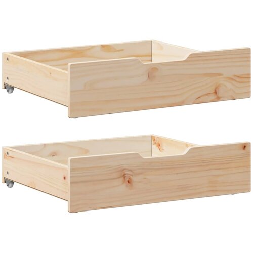 vidaXL Predal za posteljo s kolesi 2 kosa 75x55x16 cm trdna borovina Cene