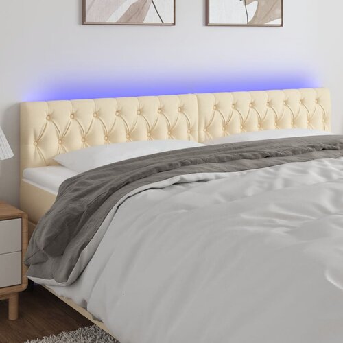 VidaXL LED posteljno vzglavje krem 180x7x78/88 cm blago Slike
