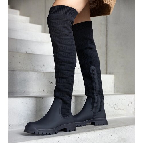 Gemre Scarlett black fabric boots with matte finish Slike