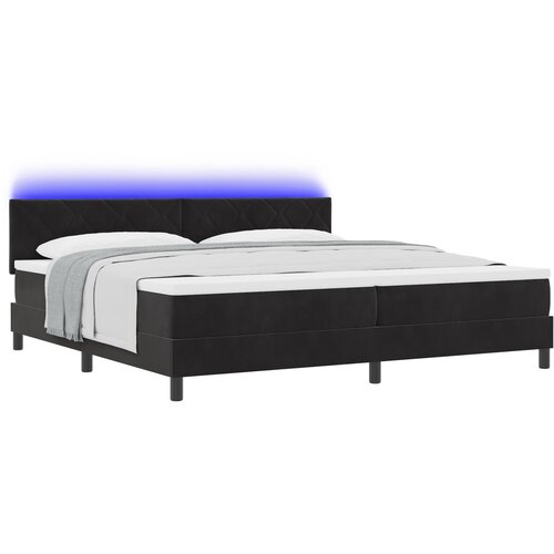 vidaXL Box Spring Postelja s Blazino in LED Črna 200x200 cm Žamet Cene