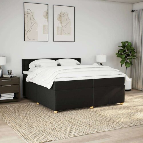 VidaXL Krevet s oprugama i madracem crni 200x200 cm od tkanine Slike