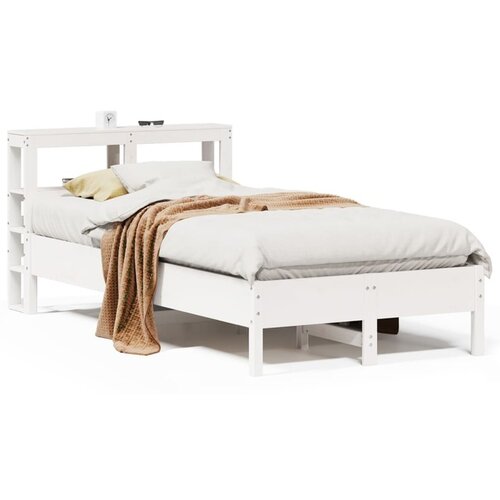 vidaXL Posteljni okvir brez vzmetnice bel 75x190 cm trdna borovina Cene