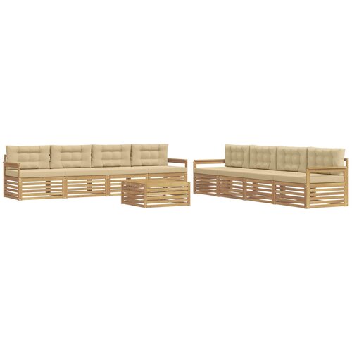 vidaXL Zunanja garnitura za sedenje 9 pcs Bela in bež Poliester, (5000281923) Cene