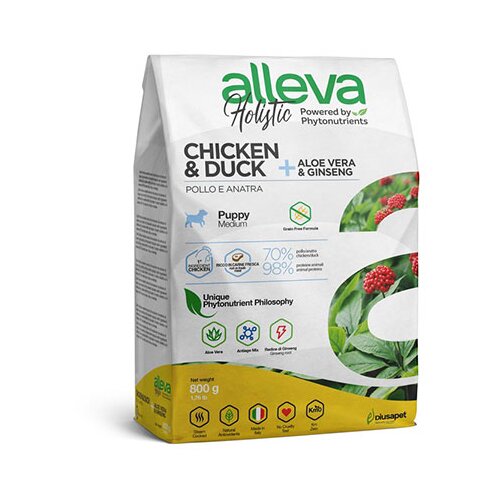 Alleva hrana za štence piletina patka ženšen medium 800gr puppy-junior holistic ALP00220 Slike