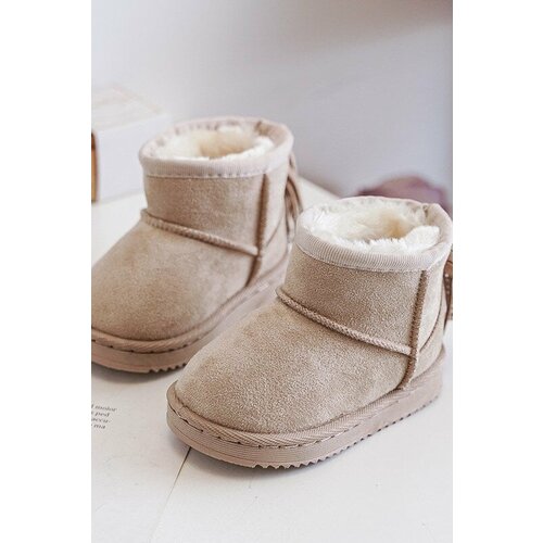 Kesi Children's insulated snow boots with fringes, beige Mikyla Slike