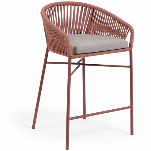 Kave Home vrtni barski stolček v barvi terakote yanet, višina 85 cm