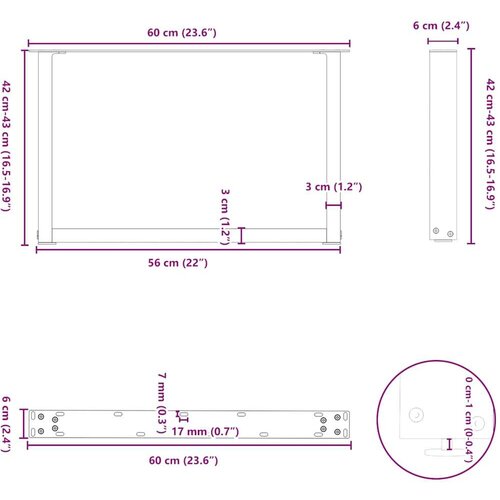  Noge za klub stolić U-oblik 2 kom Prirodni čelik 60 x (42-43) cm Čelik - Prirodna 60 x (42-43) cm 2 1 Slike