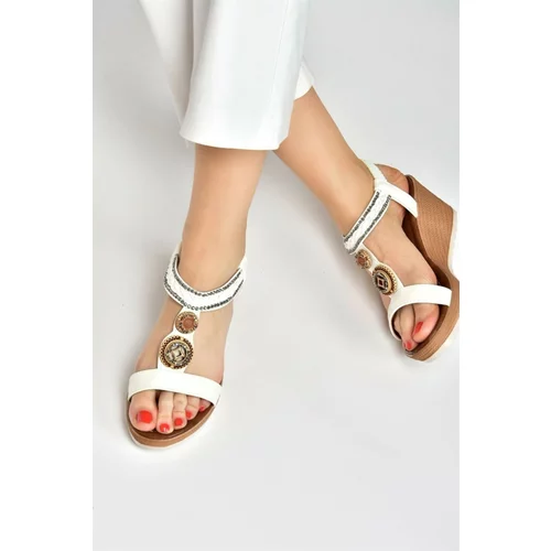 Fox Shoes Women's White Wedge Heels Sandals
