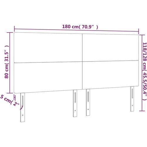  LED uzglavlje sivo 180x5x118/128 cm od umjetne kože Slike