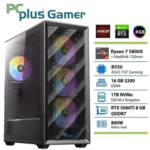PCPLUS Namizni računalnik Gamer Ryzen 7 5800X 16GB 1TB SSD RTX 5060Ti 8GB Cene