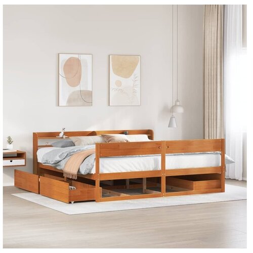 vidaXL Posteljni okvir brez vzmetnice vošč. rjava 200x200 cm borovina Cene