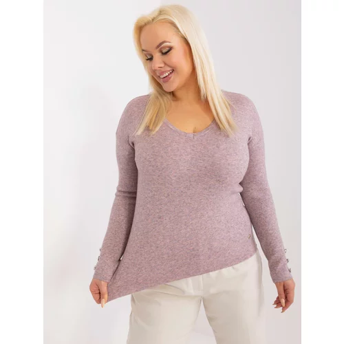Fashion Hunters Light pink melange sweater plus size