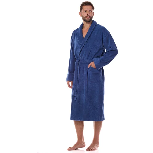 L - L Cotton Long Navy Navy Robe