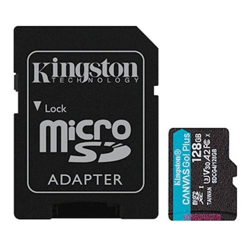 Kingston SDXC micro 128GB Canvas Go Plus, 200/100MB/s, C10, UHS-I, U3, V30, A2, adapter Cene