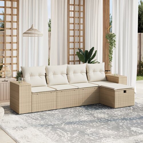 vidaXL 5-dijelni vrtni set sofa s jastucima bež od poliratana Cijene