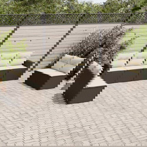 VidaXL 8-dijelni set vrtnih sofa s jastucima smeđi od poliratana Slike