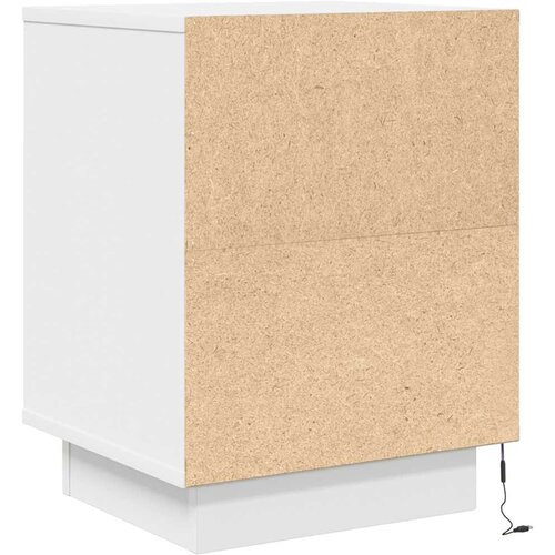  Noćni ormarić s LED svjetlima bijeli 38x34x50 cm Smeđa Slike