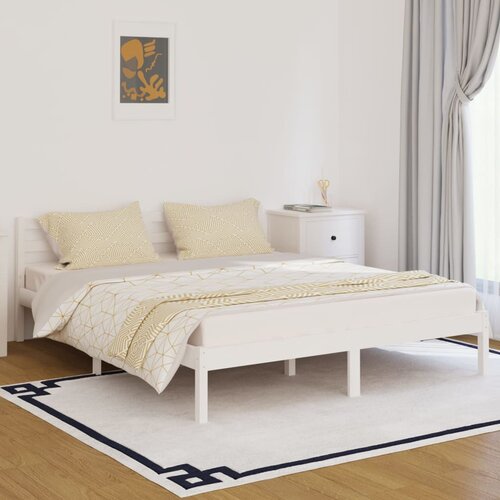 VidaXL Okvir za krevet od masivne borovine 160 x 200 cm bijeli Slike