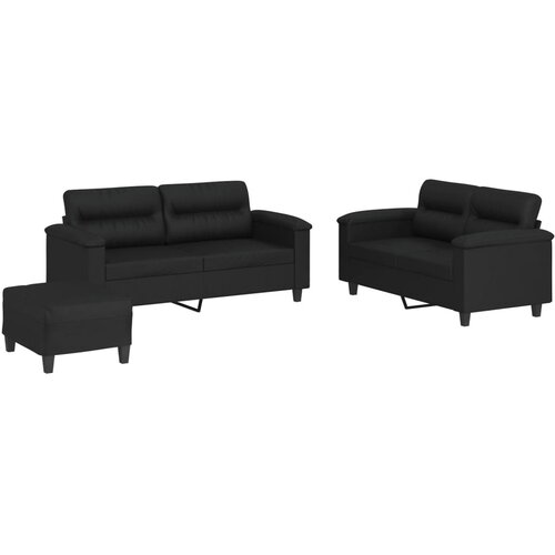  3-dijelni set sofa s jastucima crni od umjetne kože Slike